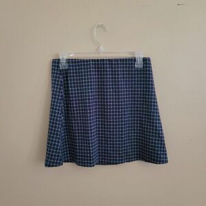 Urban Outfitters, Classic Clara Knit Blue Plaid Mini Skirt - M
